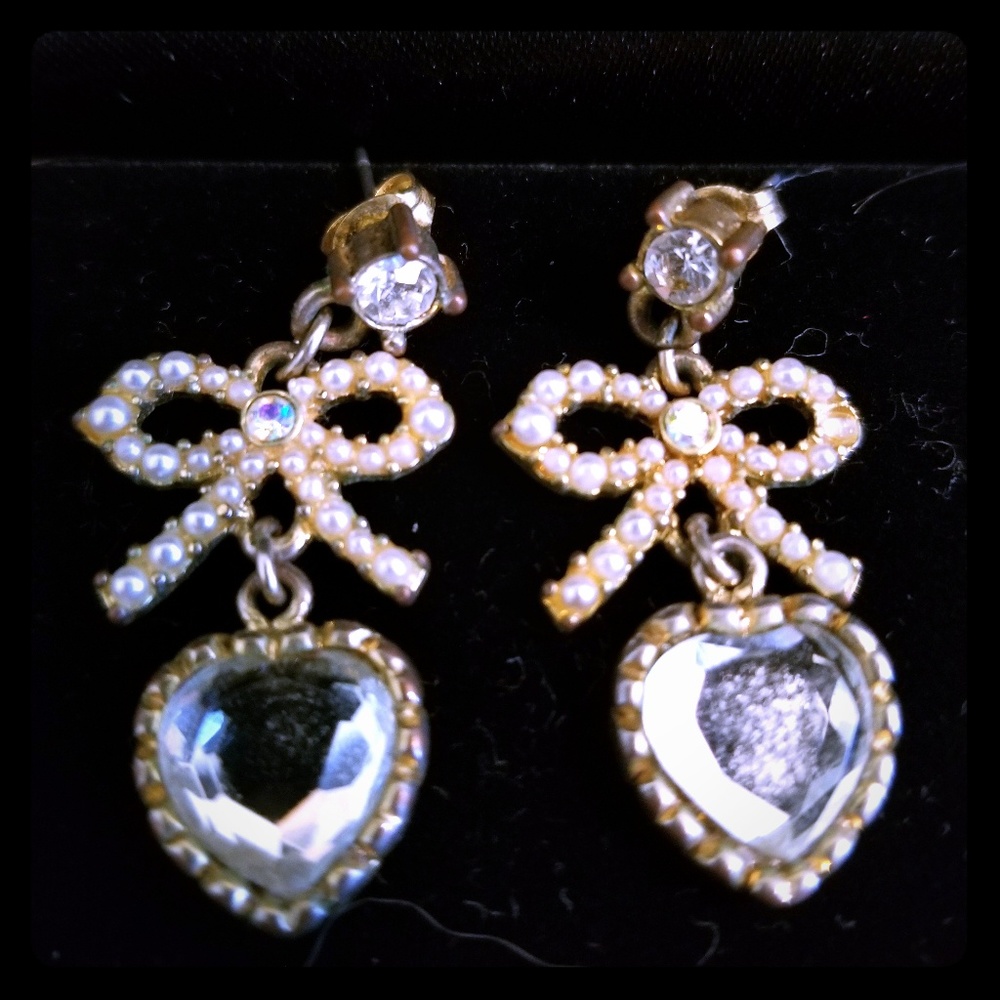 Betsey Johnson Heart and Bow Earrings